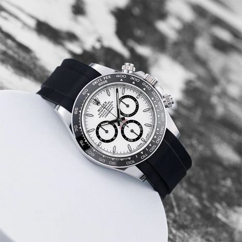 ROLEX Daytona White Panda Rubber Strap