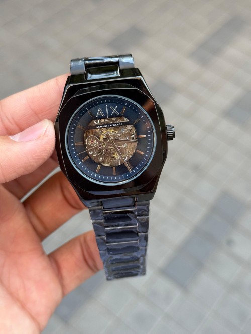 Arman I Exchange Skeleton Square Open Machine Black Blue Dial