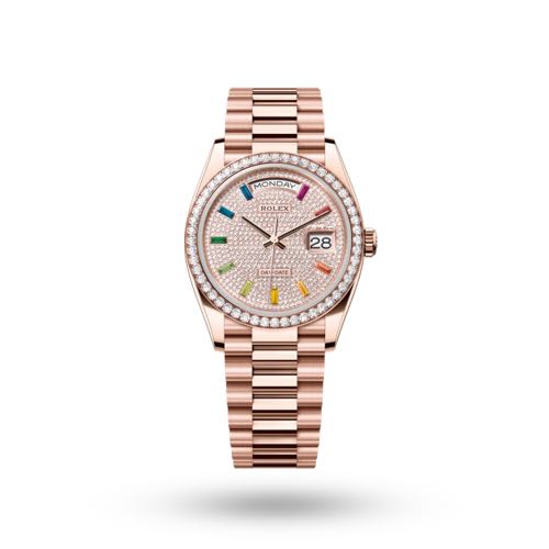 Rolex Day Date Eve Rose Gold Diamond Bezel