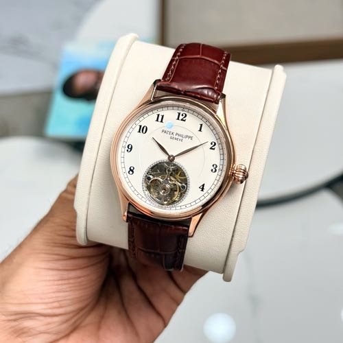 Patek Phillipe Manual Winding Tourbillon Leather Watch