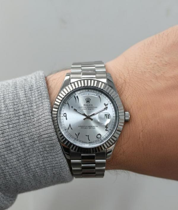 Role x Oyster Perpetual Day Date Arabi Silver-Whitec