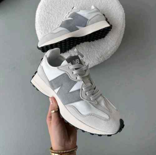 Alternative view of NEWW BALANCE 327 WHITE GREY WITH OG BOX KEYCHAIN For Her