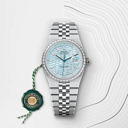 Rolex Land Dweller Silver Blue Diamond Bezel SEMI ETA