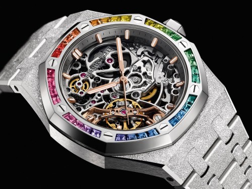 Alternative view of Audemars Piguet Royal Oak Double Wheel Skeleton Frosted Silver