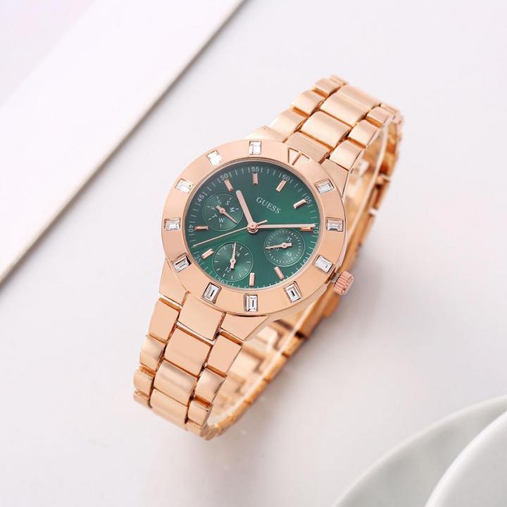Guess Women Chronograph Rosegold Green