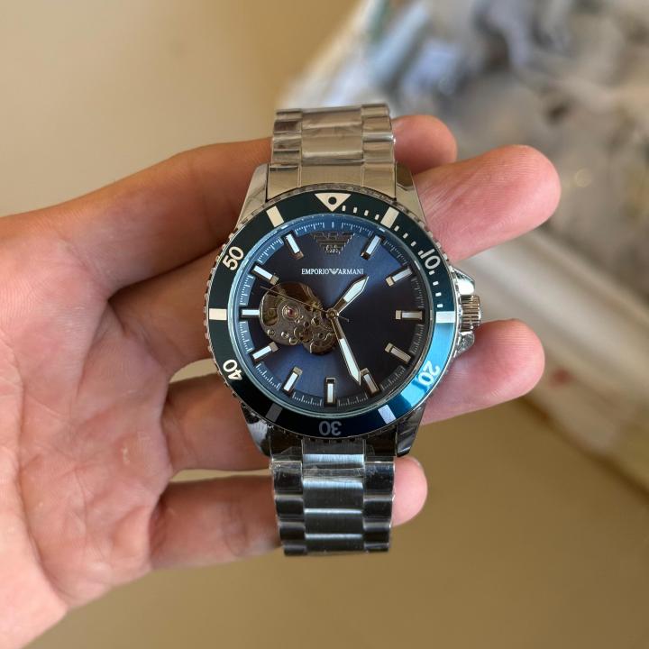 Emporio Arman I Automatic Silver Blue (Open Back)