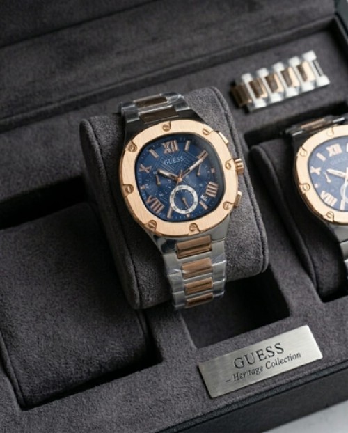 Guess Square Chronograph 2Ton Copper Blue