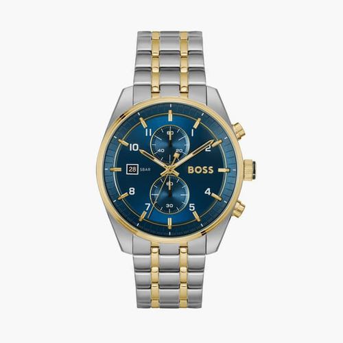 Hugo Boss Skytraveller Silver Gold Blue Authentic Store Quality