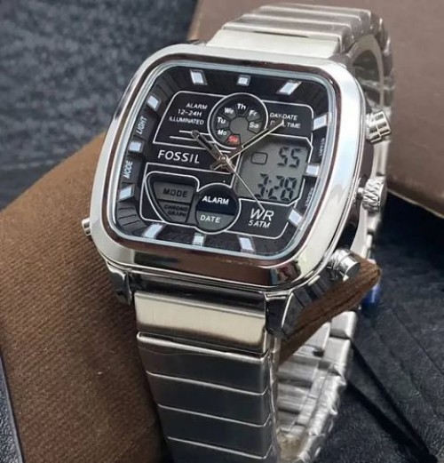FOSSIL RETRO SILVER BLACK