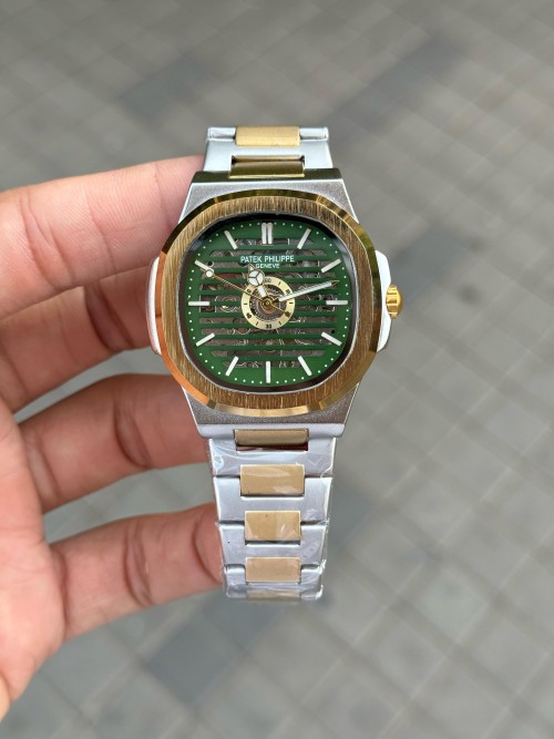 Alternative view of Patek Phillip E Nautilus Automatic Skeleton Gold Two Tone Green