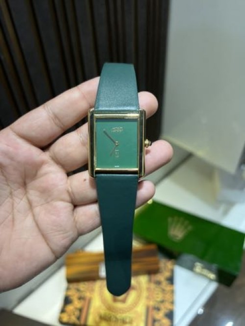 CARTIER SLIM GOLD DIAL GREEN BELT