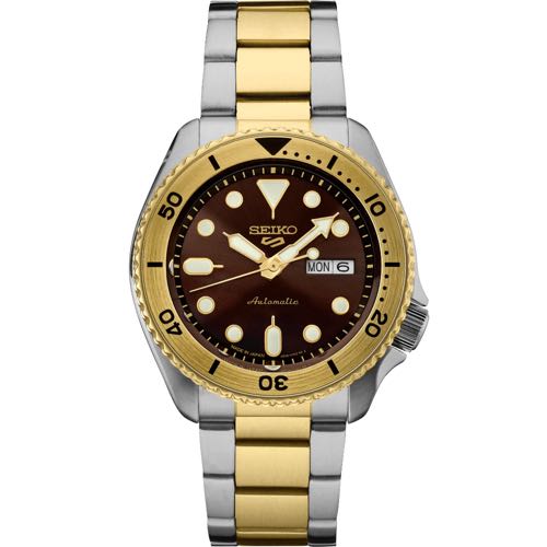 Seiko Sports 5 Silver Gold Brown Dial Authentic Store Quality