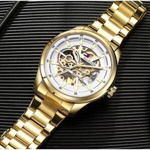 TOMMY HILFIGER GOLD WHITE AUTOMATIC