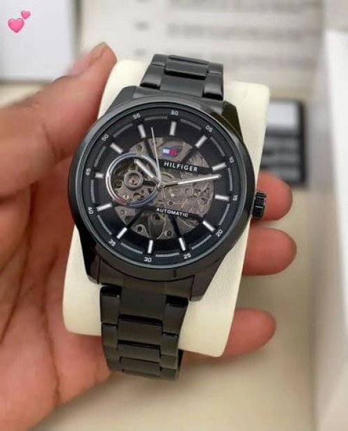 TOMMY HILFIGER BLACK SILVER AUTOMATIC