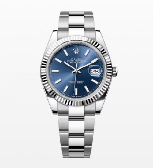 Rolex Date Just 41 Silver Blue Dial Oyster Strap Semi ETA