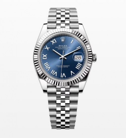 Rolex Date Just 41 Silver Blue Dial Roman Figure Semi ETA