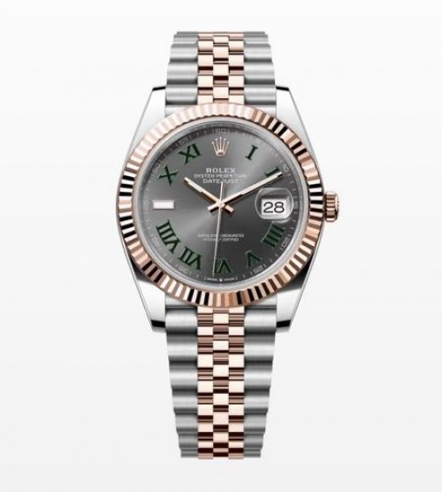 Rolex Date Just 41 Silver Rose Gold Wimbeldon Dial Semi ETA