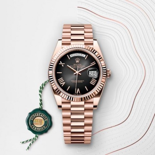 Rolex Day Date Rose Gold Carbon Black Dial SEMI ETA