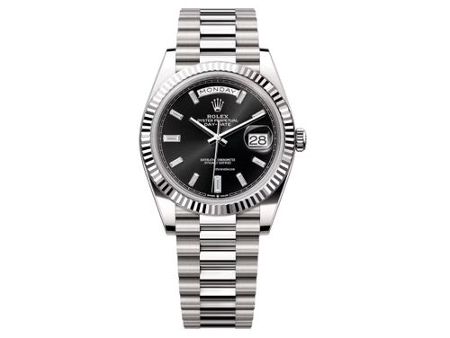 Rolex Day Date Silver Black Dial SEMI ETA