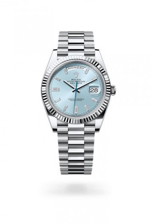 Rolex Day Date Silver Sky Blue Dial SEMI ETA