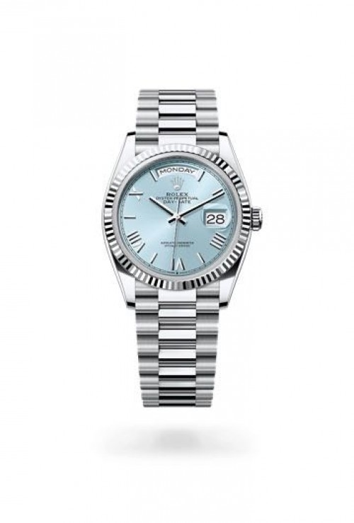Rolex Day Date Silver Sky Blue Dial SEMI ETA
