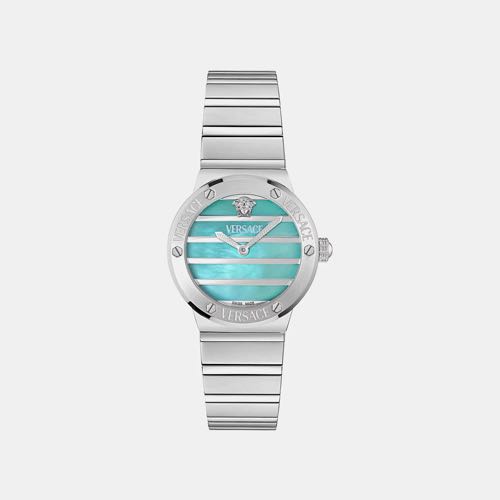 Versace Greca Logo Pearl Silver Sky Blue
