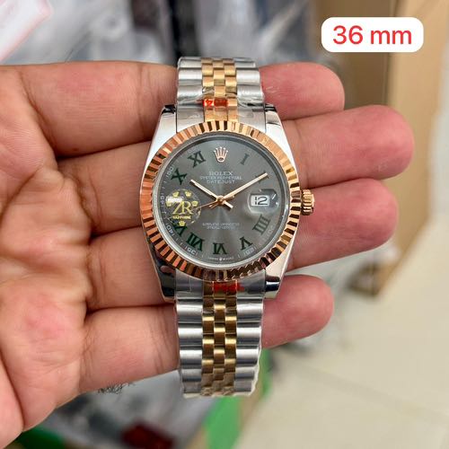 Rolex Date Just Silver Rose Gold Wimbeldon 36mm