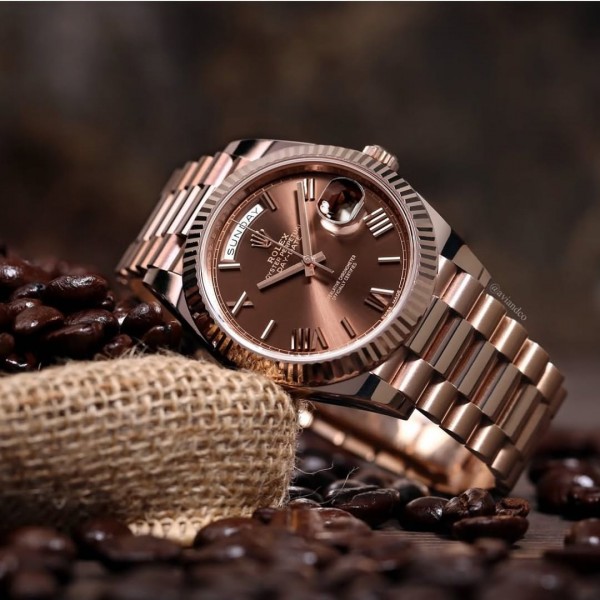 ROLE X DAY DATE ROSE CHOCOLATE ROMAN AUTOMATIC HEAVY 460