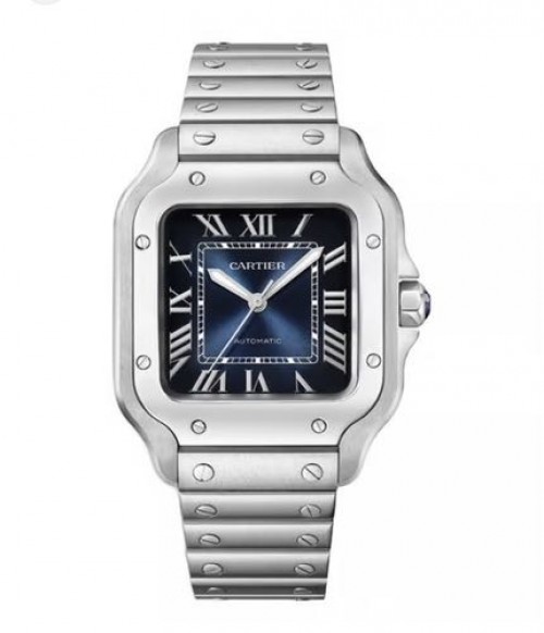 Cartier Santos Silver Blue 35mm