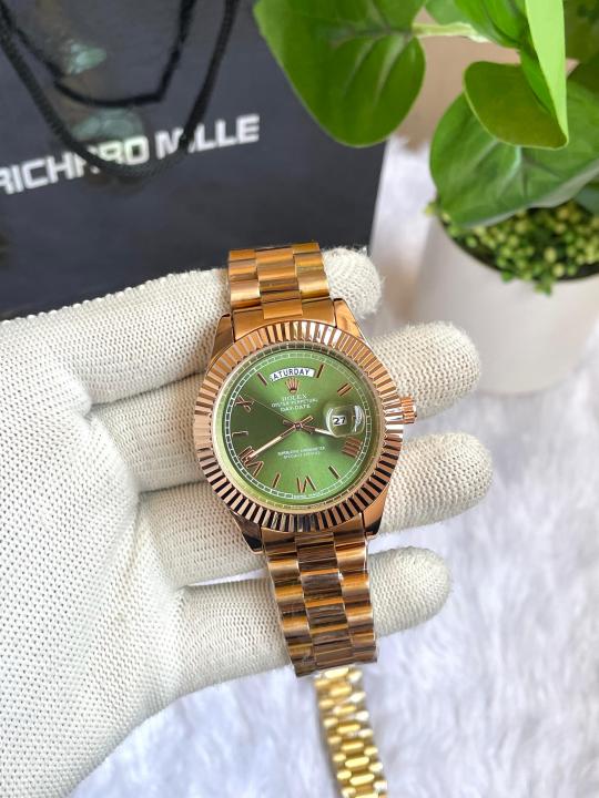 Alternative view of Role X DAYDATE ROSEGOLD GREEN ROMAN DIAL AT299