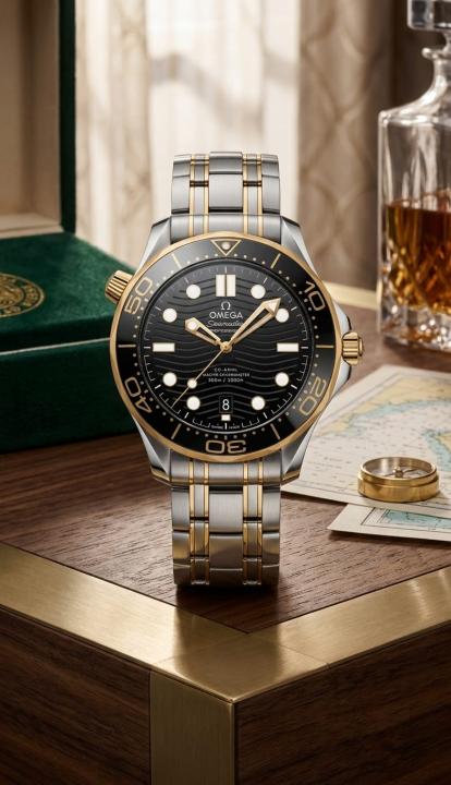 Omeg a Seamaster Diver 300M Automatic 2Ton-Gold-Black