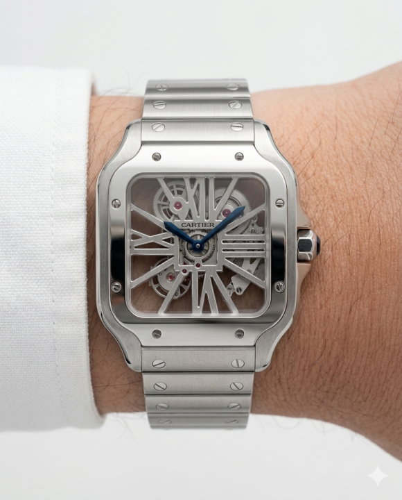 Cartie r Santos Skeleton Battery Silver White