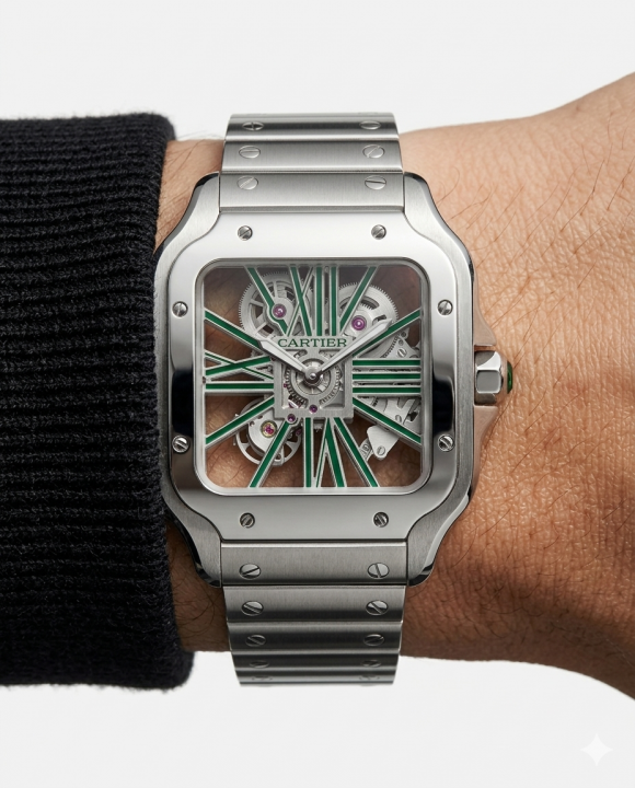 Cartie r Santos Skeleton Battery Silver Green