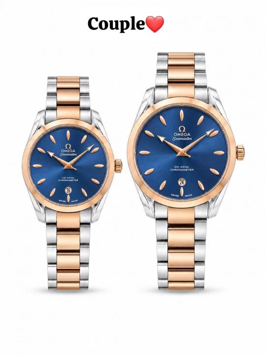 OmegaSeamaster Couple Two Tone Blue Dial
