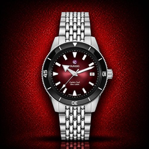 Rado Captain Cook Stainless Steel Jubilee Strap Red Dial