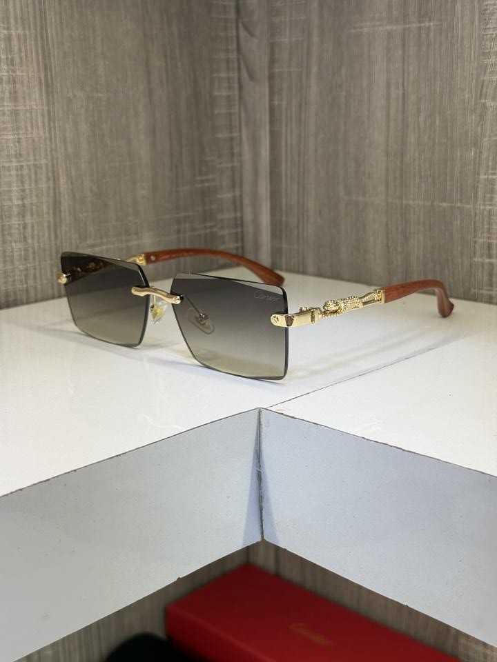 Alternative view of Cartie R 3077 Frameless Wooden Stick Sunglass ( Brown Glass )