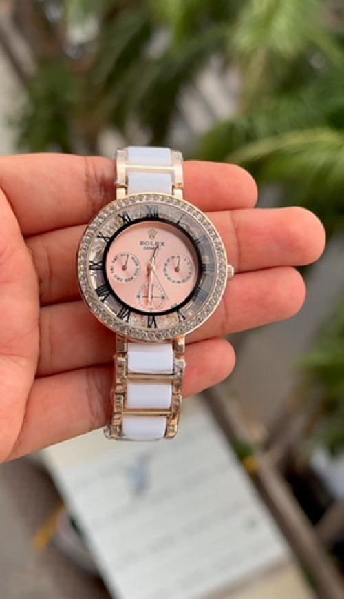 Rolex Celline white pink dial