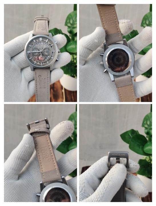 Alternative view of MONT BLANC CHRONO HQ GREY LEATHER BELT AT205
