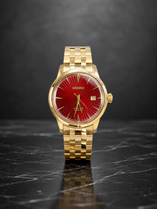 SEIK O PRESAGE AUTOMATIC GOLD RED 234