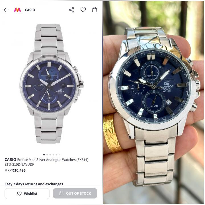 CASI O EDIFIC E WORLD MAP CHRONOGRAPH SIL BLUE 556