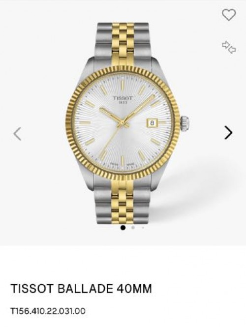 Tissot Ballade 40mm Silver Gold White Dial Authentic Store Quality