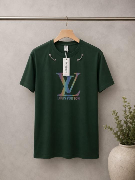 Loui Vuitton Premium Round Neck 240 Gsm Interlock Cotton lycra Fabric SALE 033