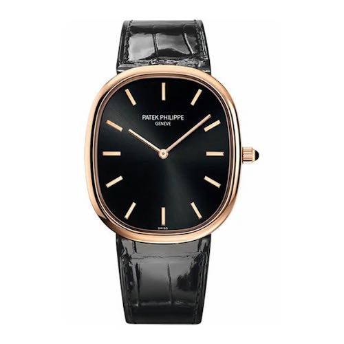 Patek Philippe Golden Eclipse Black Leather Rose Gold