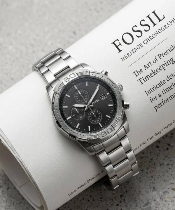 Alternative view of Fossi Bronson Chronograph (All Working) Silver Black