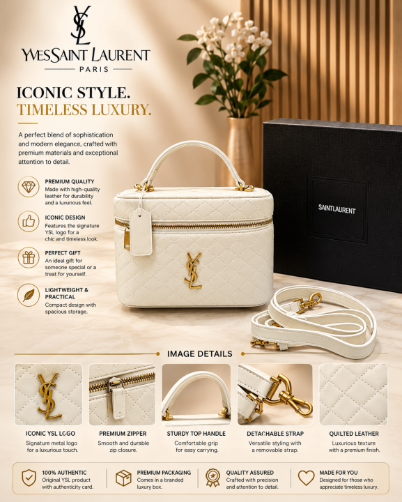 YSL SAINT LAURENT GABY VANITY BAG WHITE PREMIUM WITH OG BOX PACKING