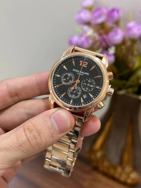 Alternative view of Patek Philipp Rose & Black Dial Chronograph Working