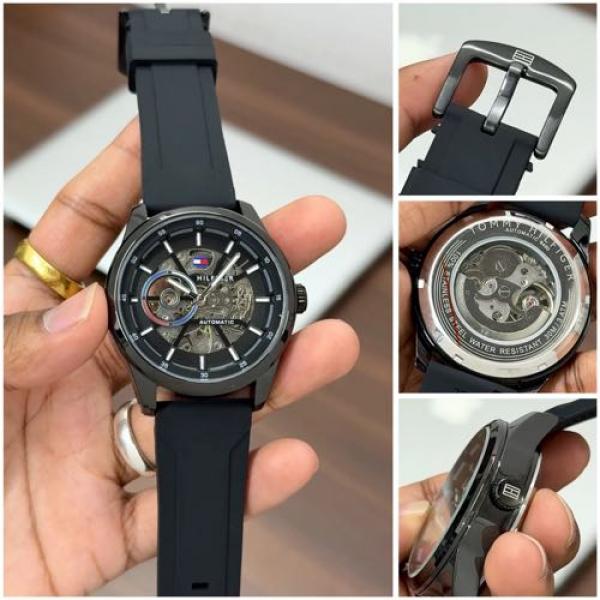 TOMMY HILFIGE SILICON SKELETON AUTO ALL BLACK 988