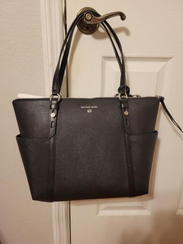 Michael Kor mk Sullivan Side Cut Tote Bag With Dust Bag (Black)