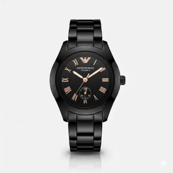 EMPORIO ARMA I CERAMIC LADIES ANALOG BLACK ROSE 179