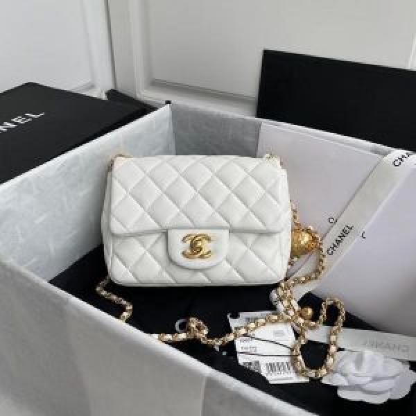Chane quilted cc crush mini flap black purse with Folding box 6621